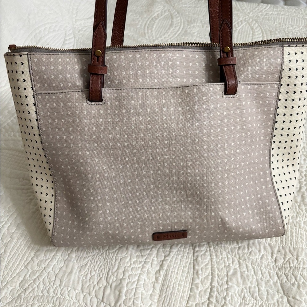 Beige and Brown Fossil bag